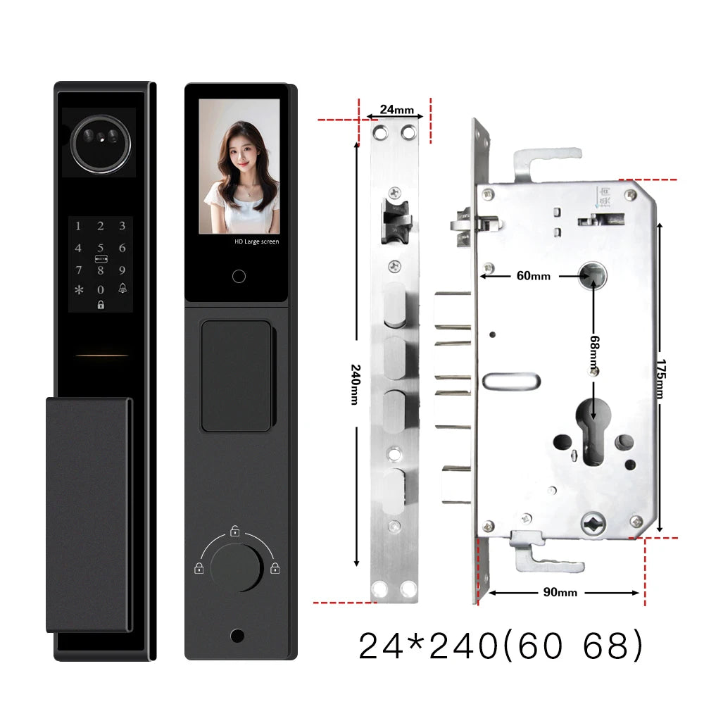 Tuya APP Face Recognition Smart Door Lock Electronic Digital Door Lock Fully Automatic Door Lock With Camera Two-way Audio