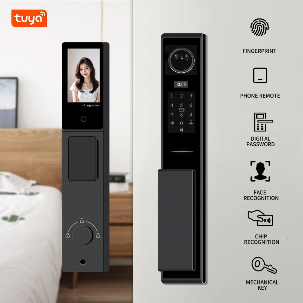 Tuya APP Face Recognition Smart Door Lock Electronic Digital Door Lock Fully Automatic Door Lock With Camera Two-way Audio