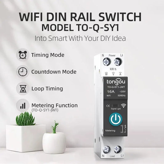 Disjuntor Inteligente WiFi Tuya 63A - Controle Remoto DIN Rail