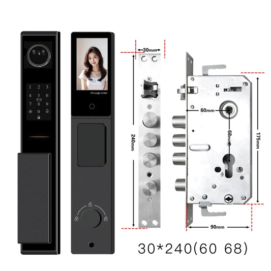 Tuya APP Face Recognition Smart Door Lock Electronic Digital Door Lock Fully Automatic Door Lock With Camera Two-way Audio